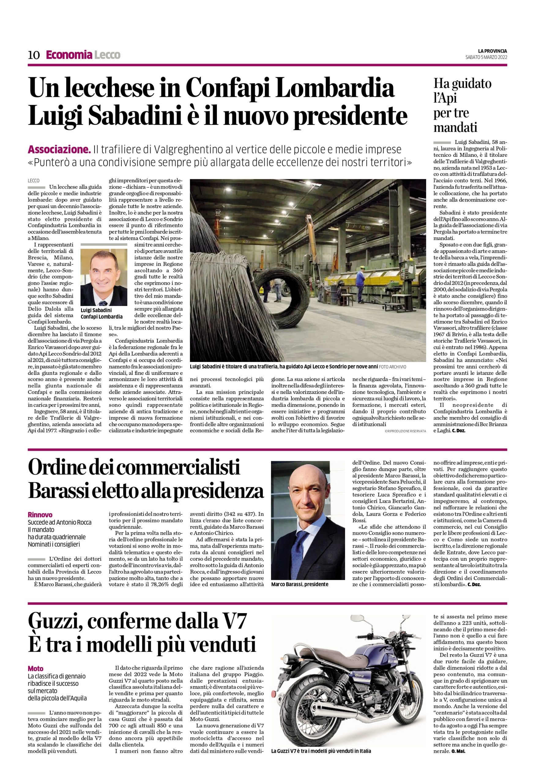 Sabadini eletto presidente Confapindustria Lombardia: rassegna stampa